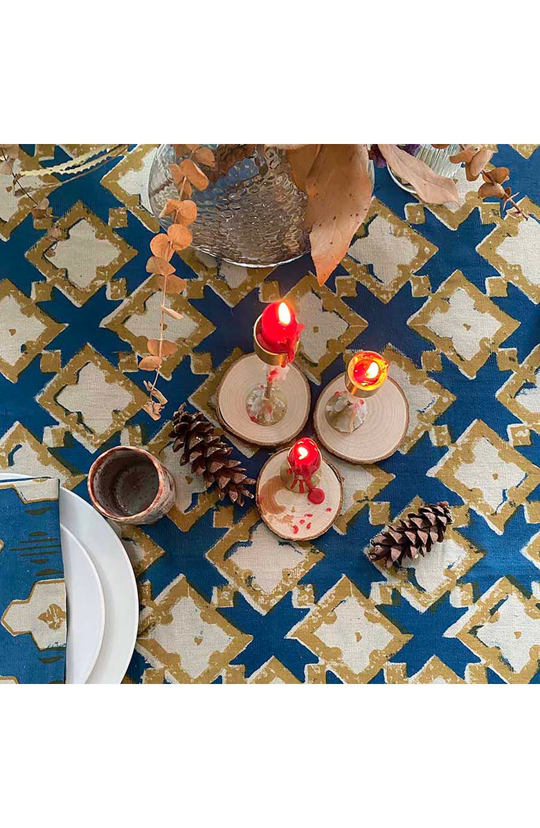 Ichcha Boho Organic Cotton Tablecloth, Alternate, color, Blue