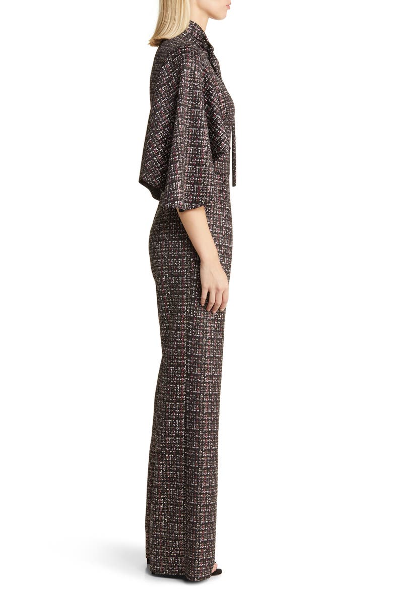 Coralia Tie Neck Tweed Jumpsuit, Alternate, color, WOOLEN ESSENCE