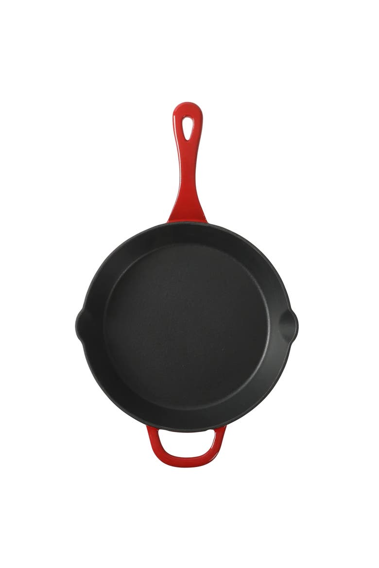 12 Inch Enameled Cast Iron Round Skillet, Alternate, color, Red