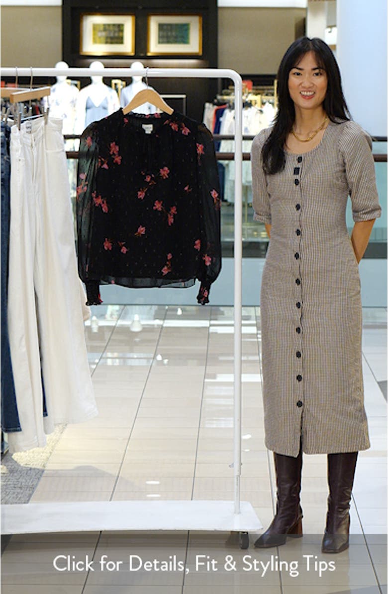 Floral Metallic Split Neck Top, sales video thumbnail