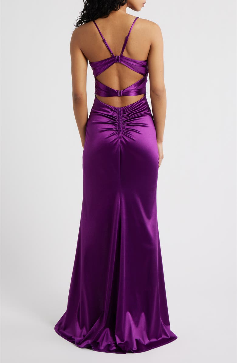 Emerald Sundae Satin Corset Gown, Alternate, color, Boysenberry