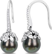 Julianna B. Cultured Pearl & Diamond Hook Earrings 14k