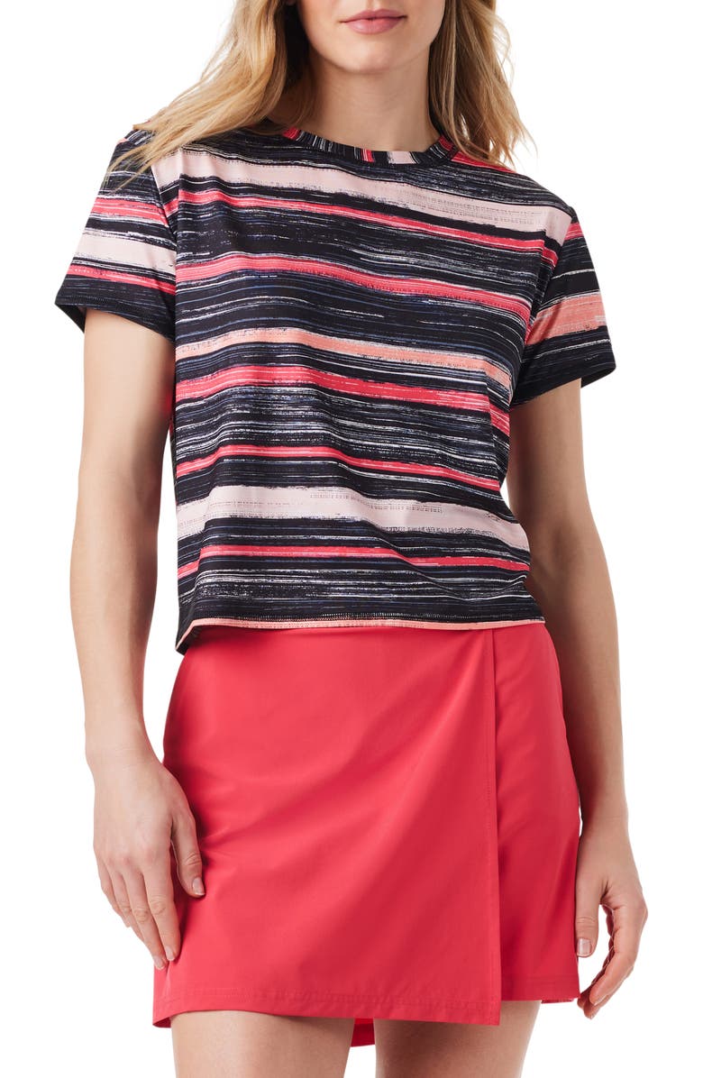 NZ ACTIVE by NIC+ZOE Painted Stripe Flow Fit T-Shirt, Main, color, 