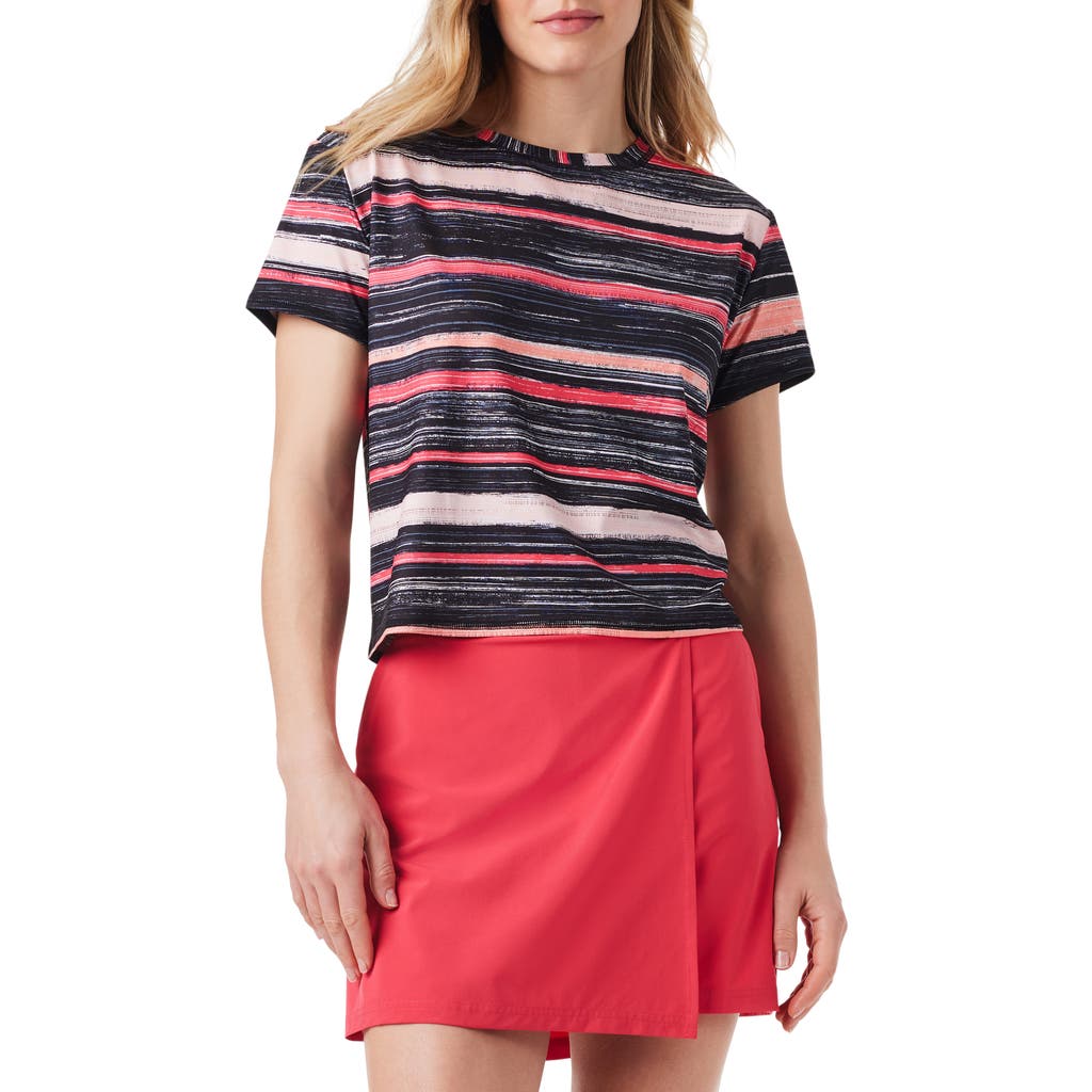 Nz Active By Nic+zoe Painted Stripe Flow Fit T-shirt In Pink Multi