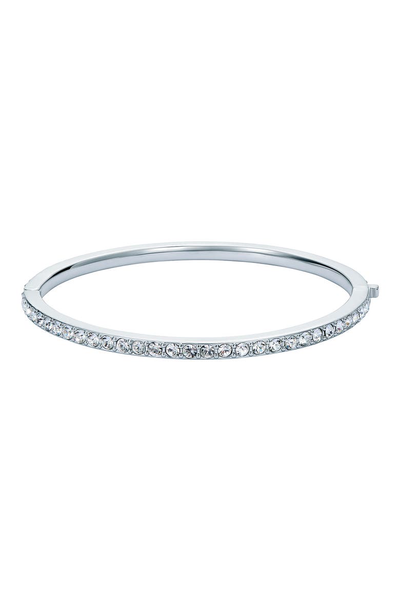 Claudia Narrow Crystal Hinge Bracelet, Main, color, SILVER TONE / CLEAR CRYSTAL