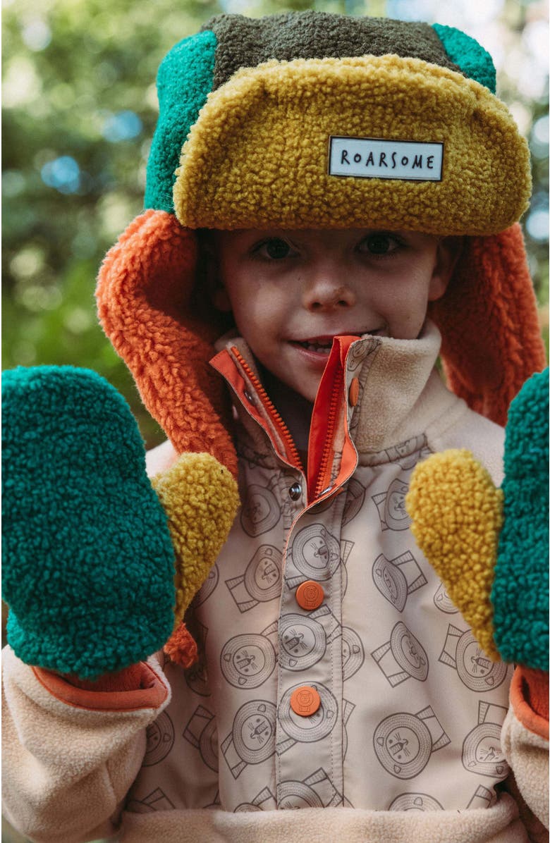 Roarsome Fleece Mittens, Alternate, color, Green