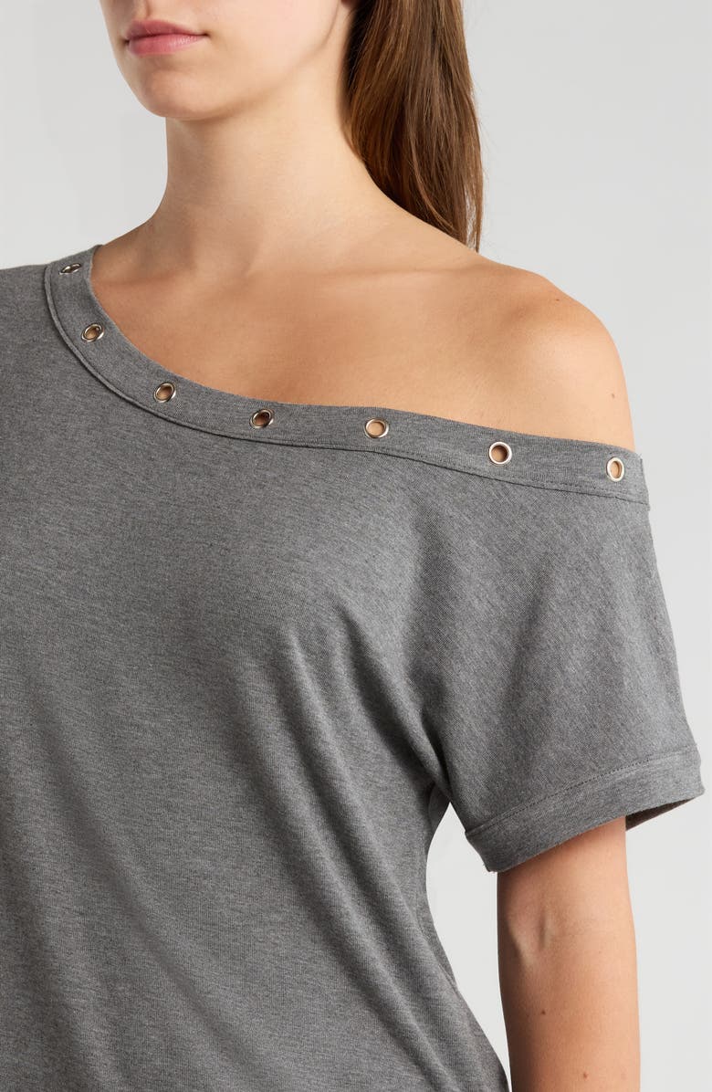 PacSun Moxie Grommet Detail One-Shoulder Top, Alternate, color, Gray