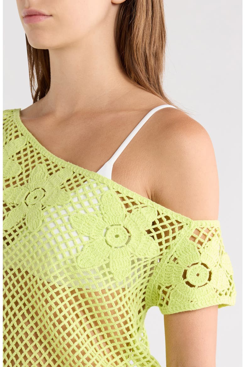 Valerie Open Stitch One-Shoulder Top, Alternate, color, GREEN