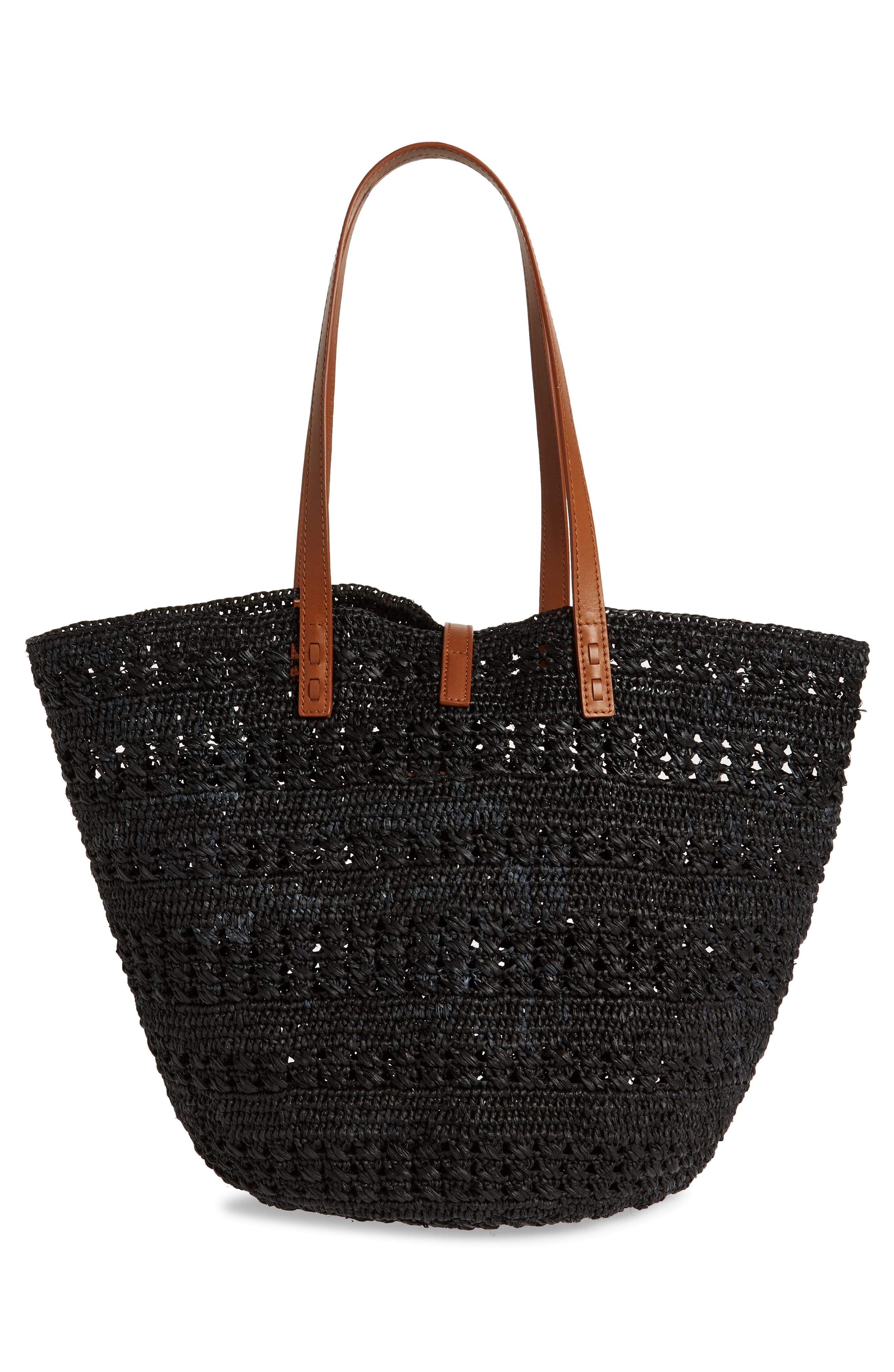 Saint Laurent Medium Panier Crochet Straw Tote, Alternate, color, 