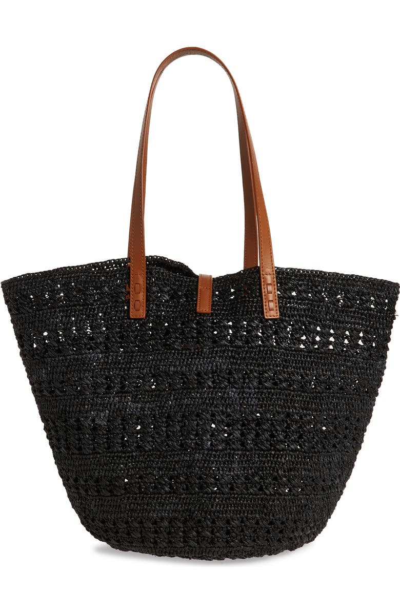 Saint Laurent Medium Panier Crochet Straw Tote, Alternate, color,