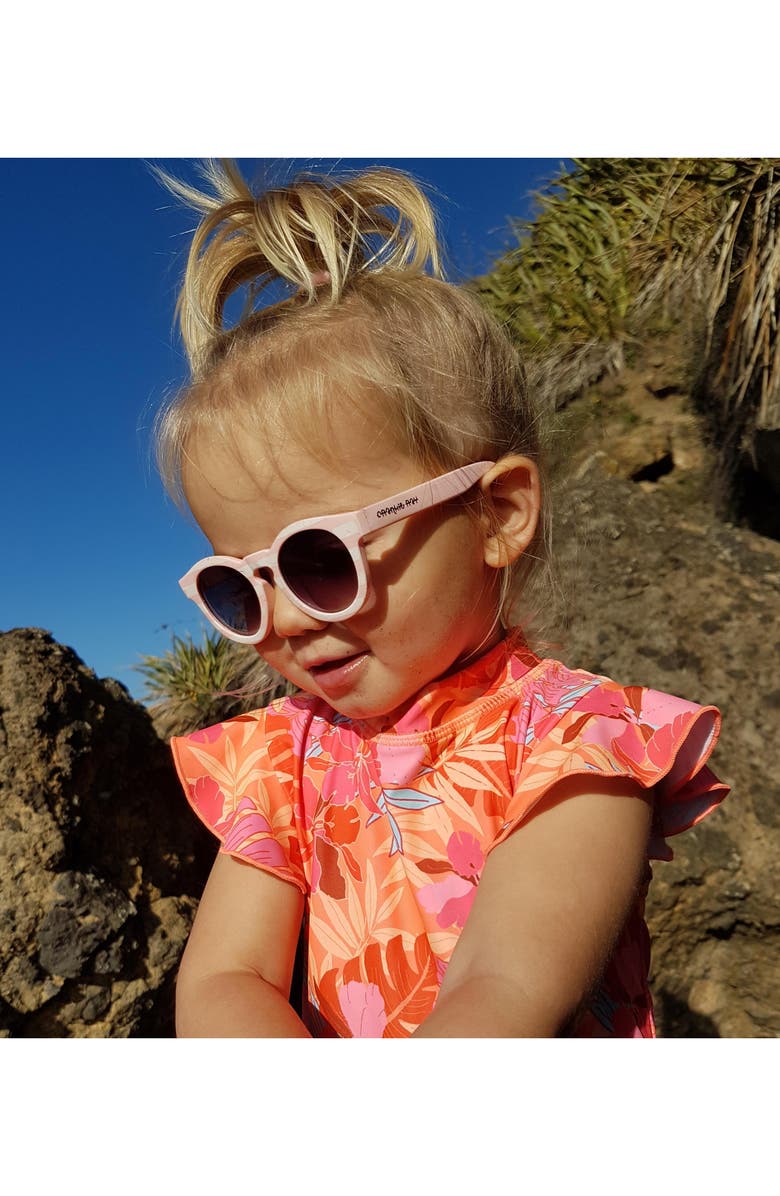 Snapper Rock Tropical Punch Flutter Sleeve One-Piece Rashguard Swimsuit, Alternate, color,