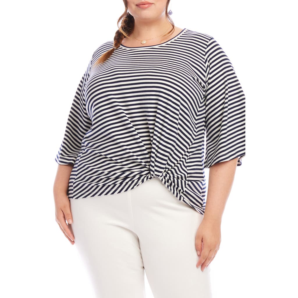 Karen Kane Stripe Front Twist Top In Stripe