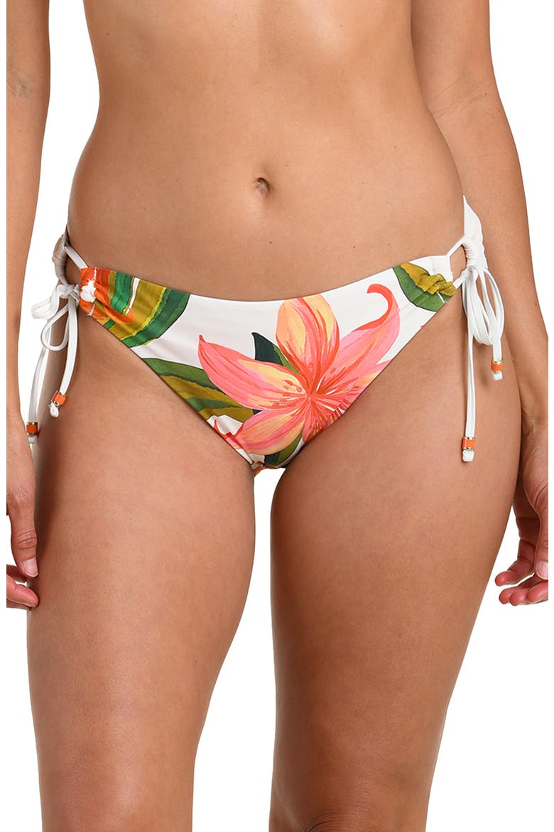 Jungle Blossoms Adjustable Loop Bikini Bottoms, Main, color, IVORY MULTI