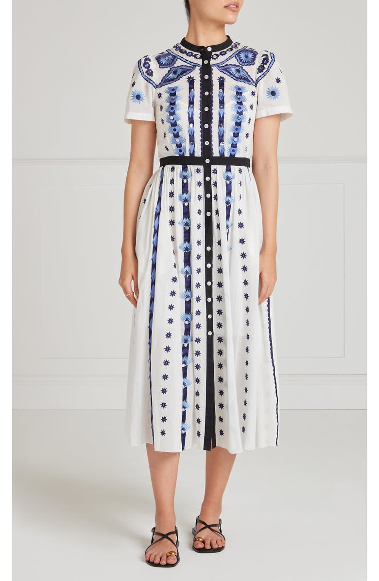 Temperley London Edith Shirt Dress, Main, color, White/Blue