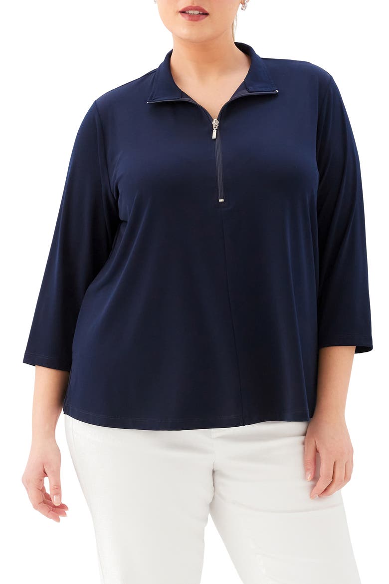 Half Zip Travel Jersey Top, Main, color, NAVY
