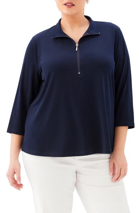 Half Zip Travel Jersey Top (Plus)