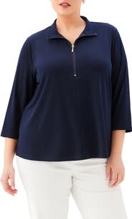 Karen Kane Half Zip Travel Jersey Top