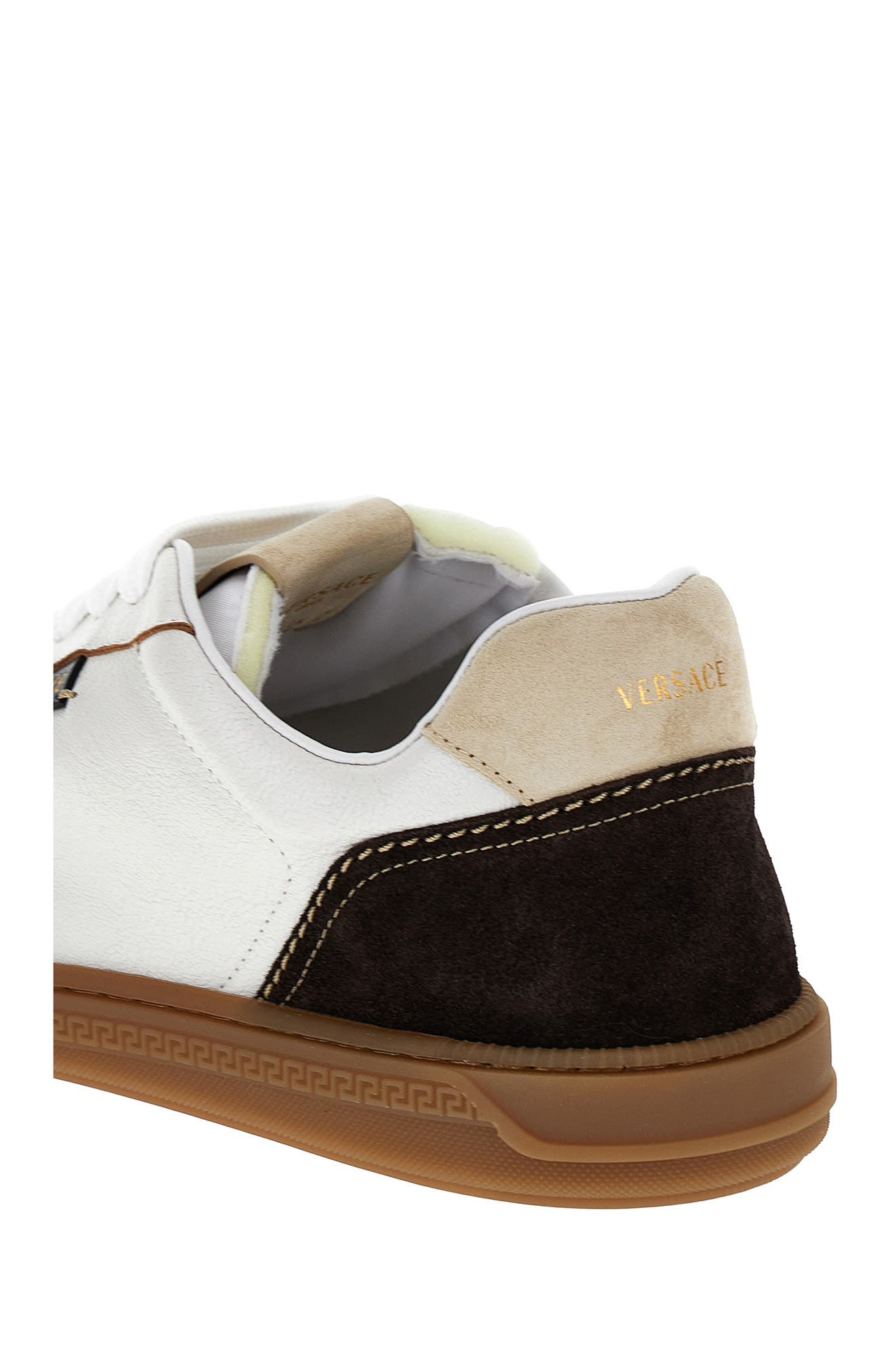 Versace First Line Greca Court Low Top Sneaker, Alternate, color, Moka White