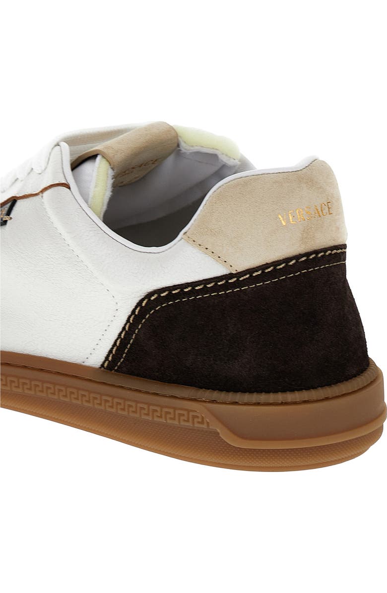 Versace First Line Greca Court Low Top Sneaker, Alternate, color, Moka White