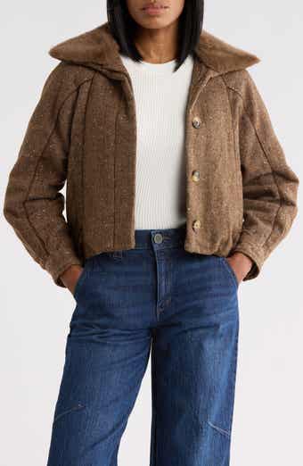 Faux Fur Collar Bomber Jacket