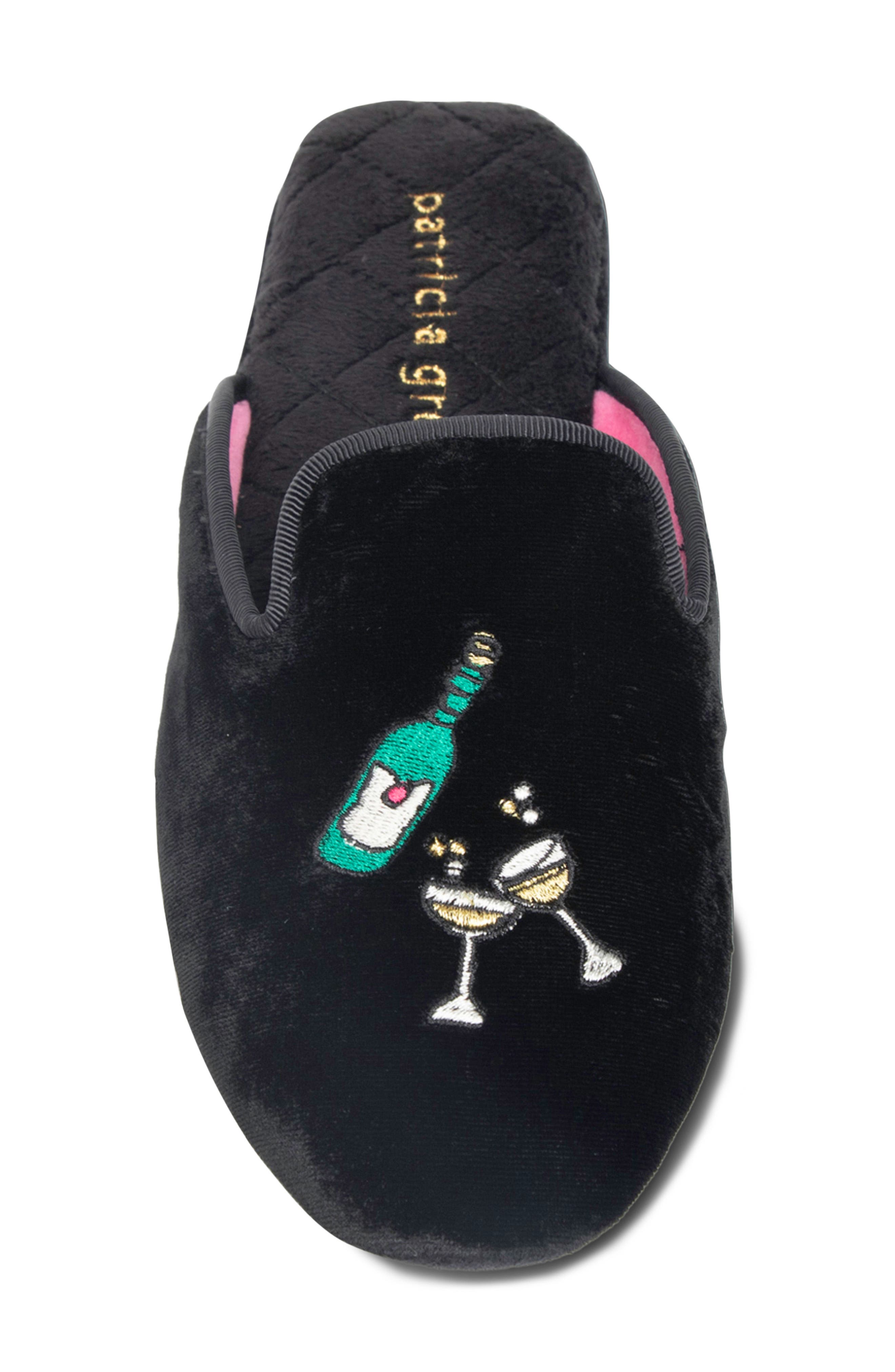 patricia green Champagne Embroidered Slipper, Alternate, color, Black