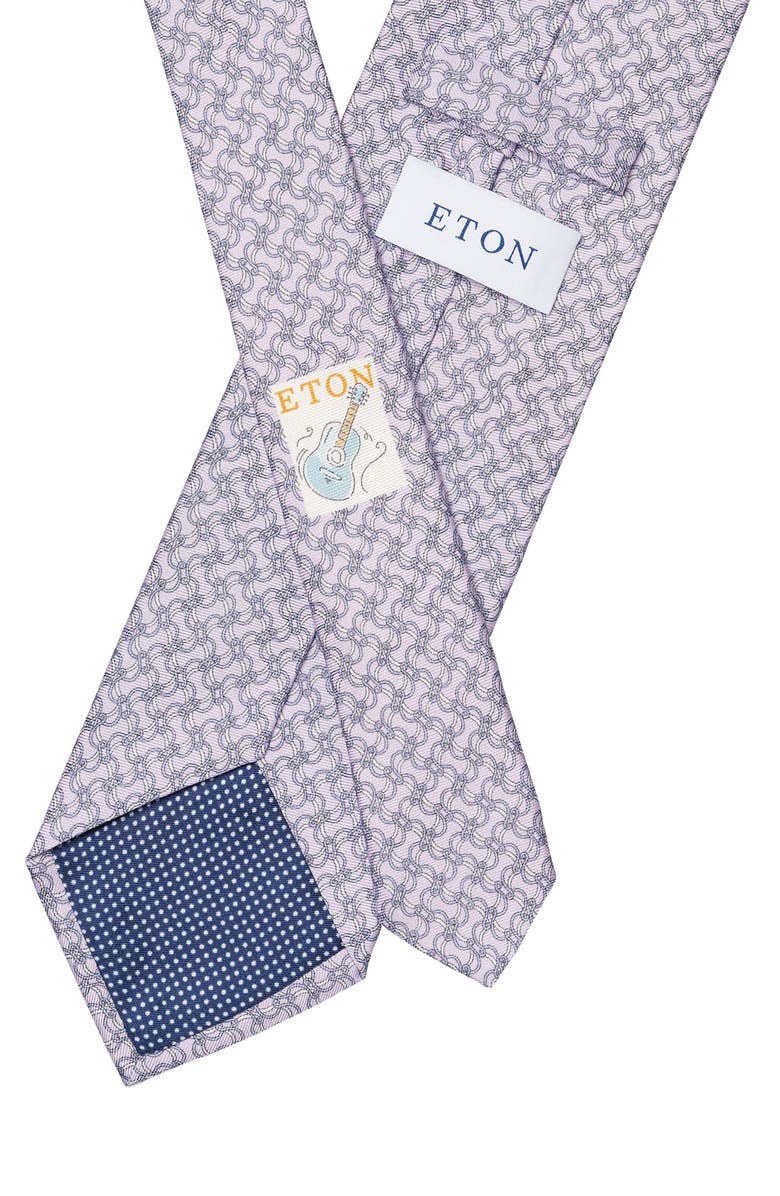 Eton Light Purple Vine Print Silk Tie, Alternate, color, Med Purple
