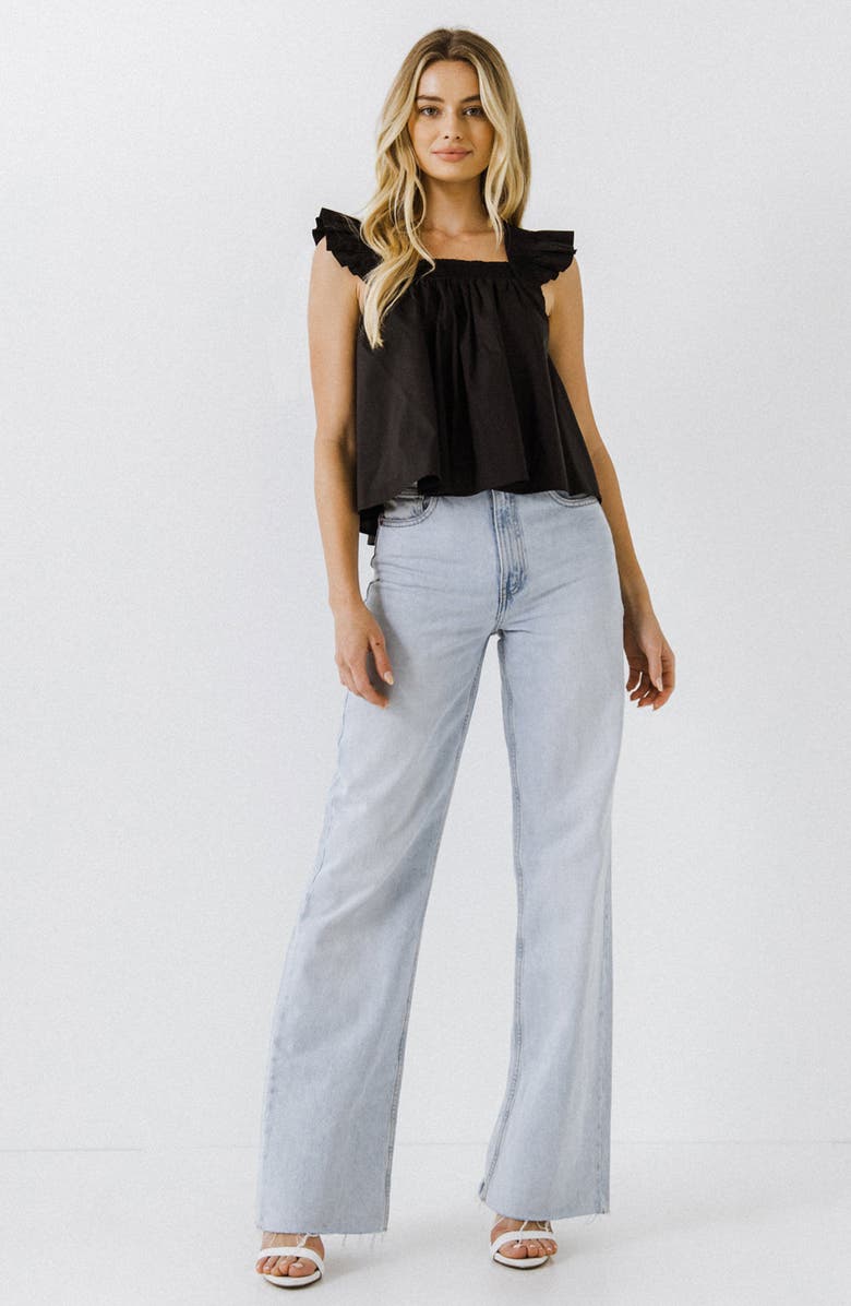 English Factory Ruffle Detail Cotton Tank, Alternate, color,