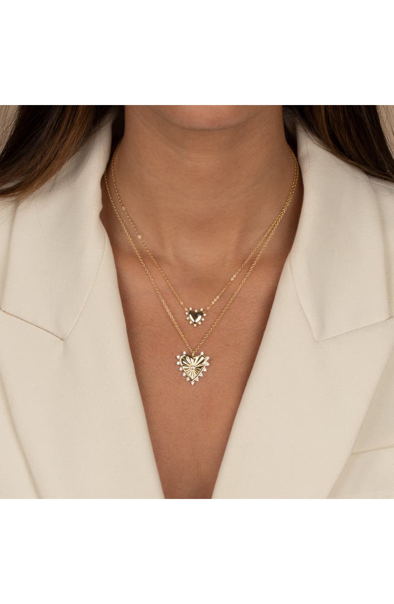 BY ADINA EDEN CZ Rimmed Ridged Heart Pendant Necklace, Alternate, color, Gold