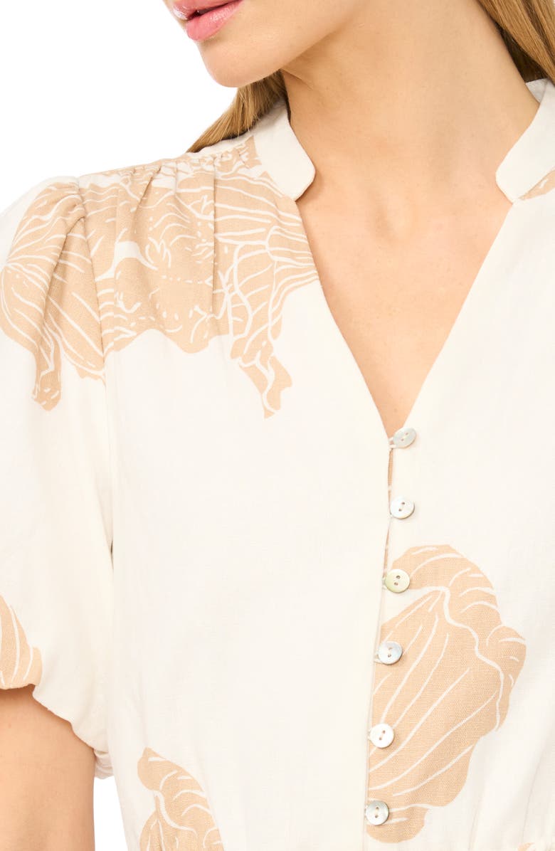 Halogen<sup>®</sup> Print Linen Blend Shirtdress, Alternate, color, Pebble