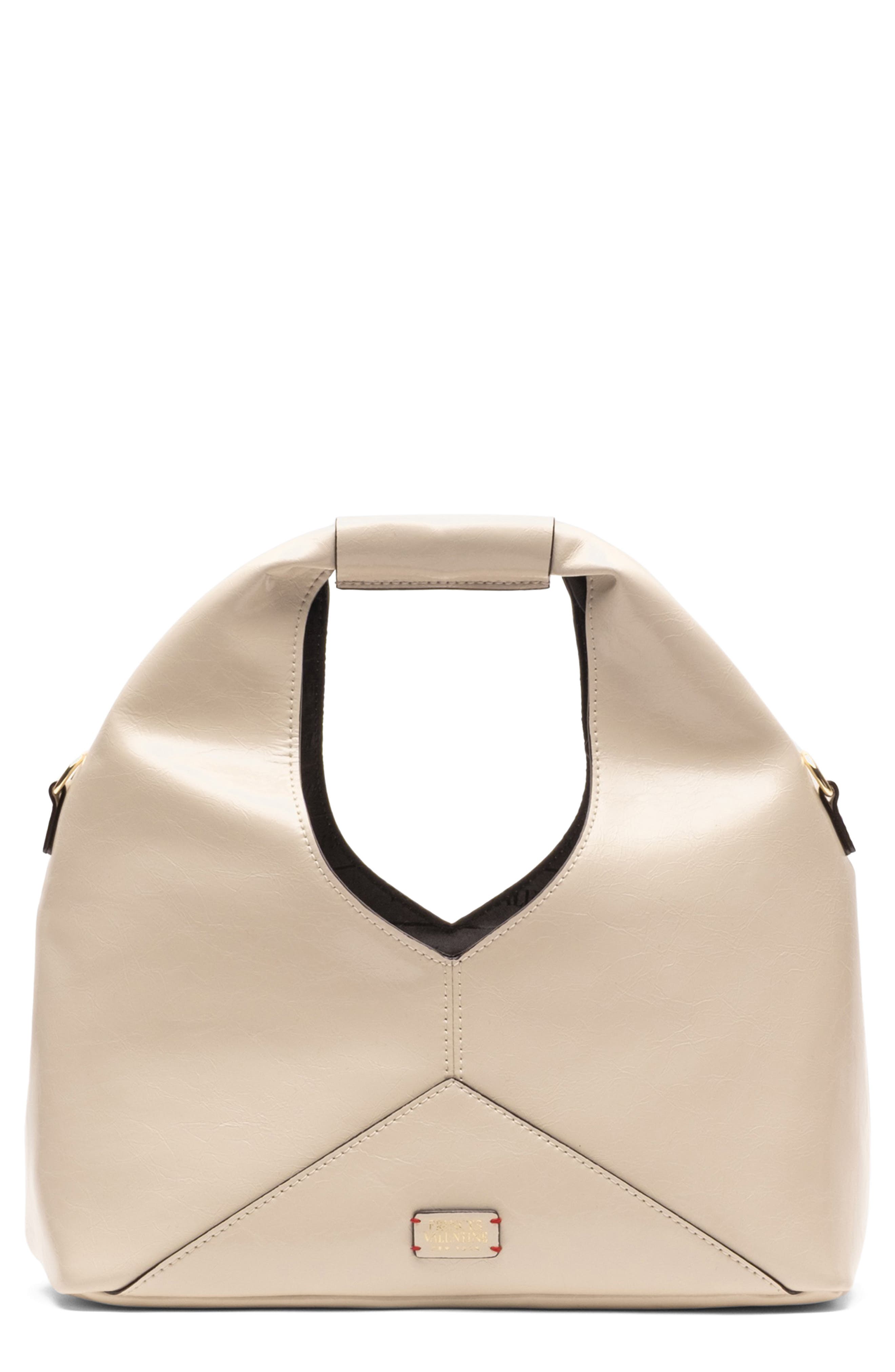 Crescent Crinkled Leather Tote, Main, color, OYSTER