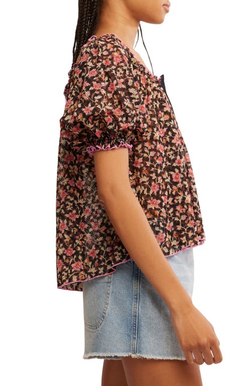 Free People Astra Floral Print Top In Black Combo