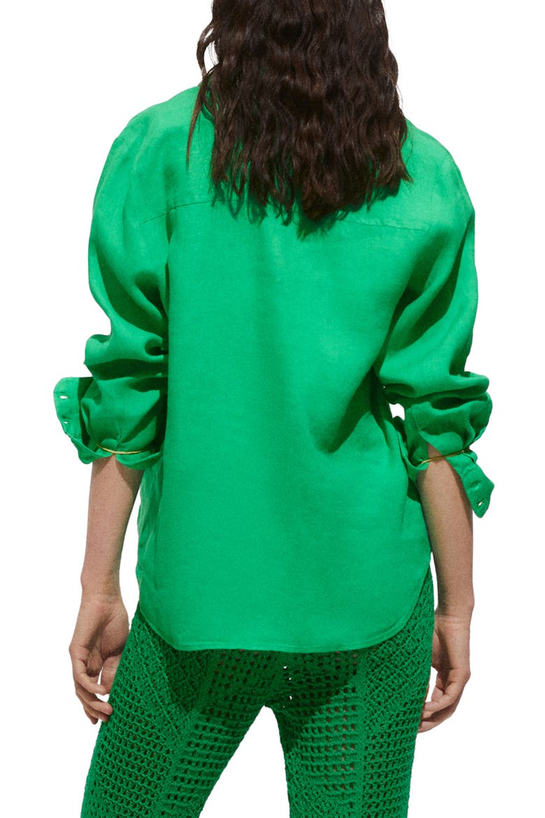 Linen Button-Up Shirt, Alternate, color, GREEN APPLE