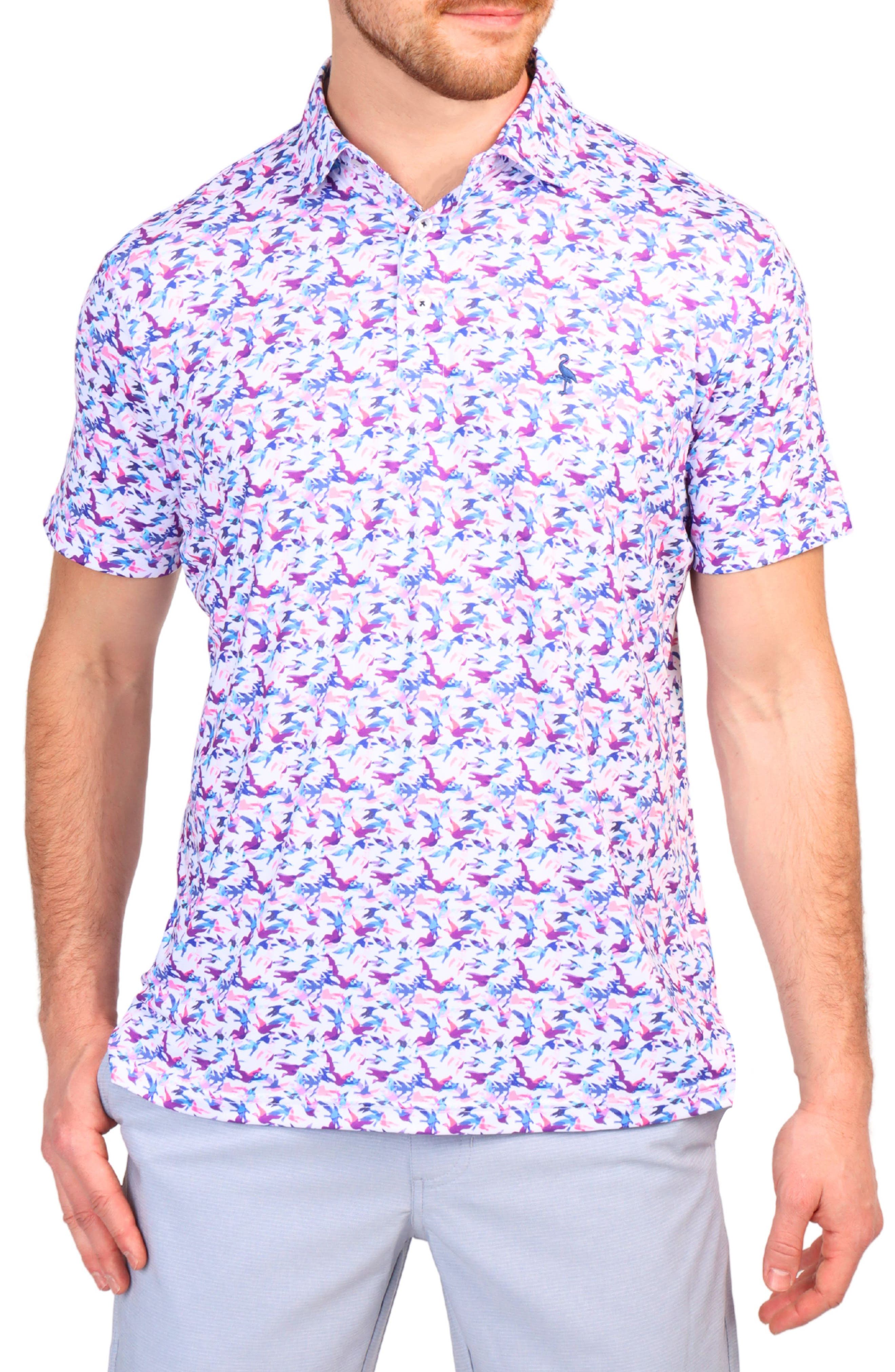 TailorByrd Birds Print Performance Polo