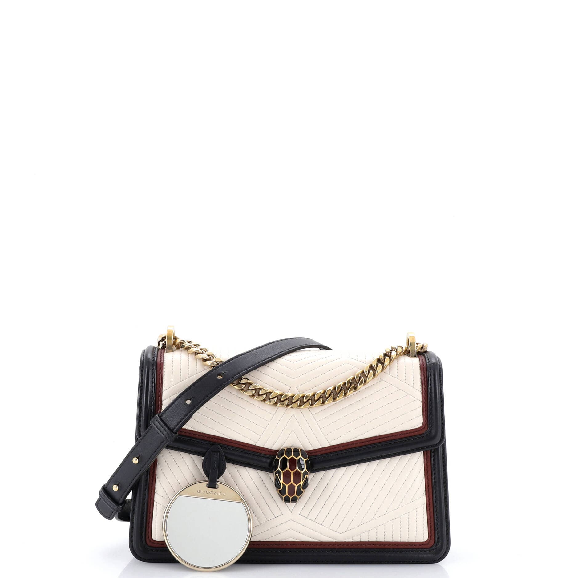 Serpenti Forever Shoulder Bag Quilted Leather Small, Alternate, color, White
