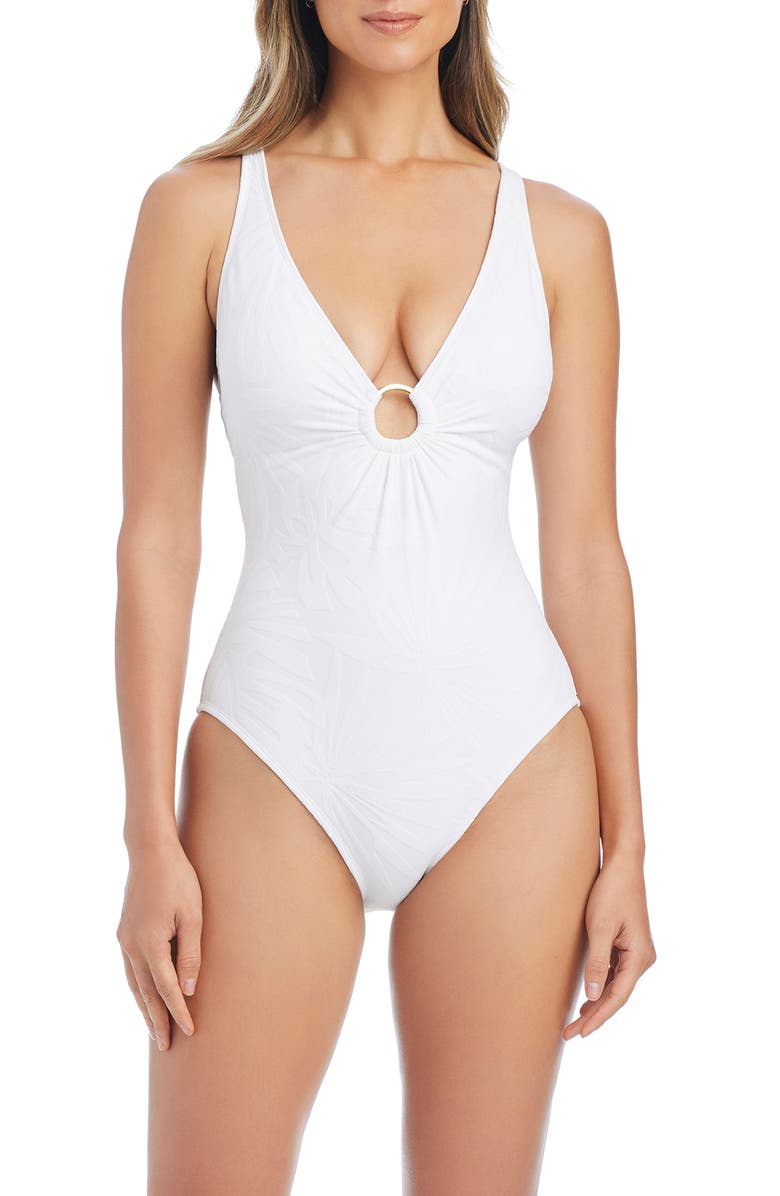 BLEU by Rod Beattie Cross Back One-Piece Swimsuit, Main, color, White