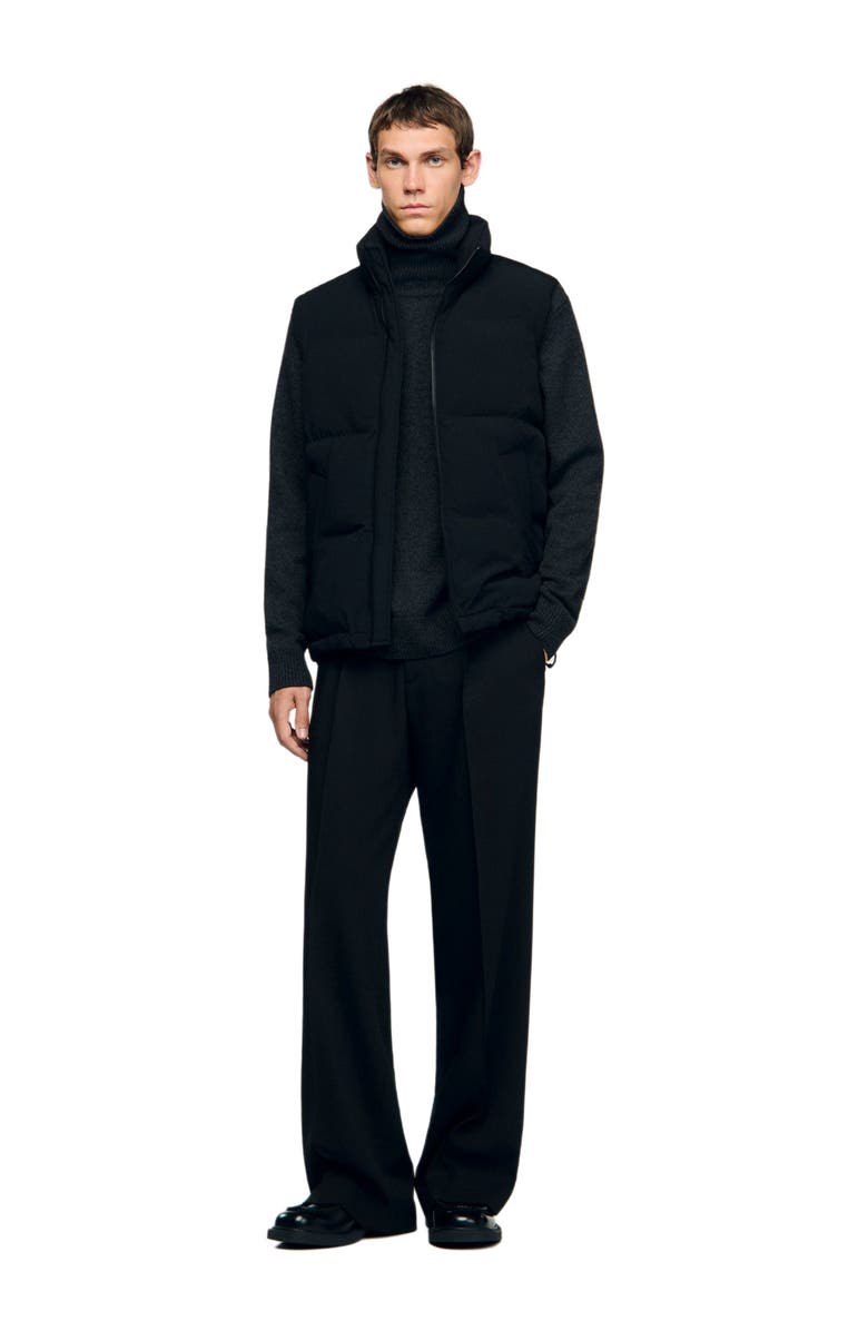 SANDRO Sleeveless technical puffer vest, Alternate, color, Black