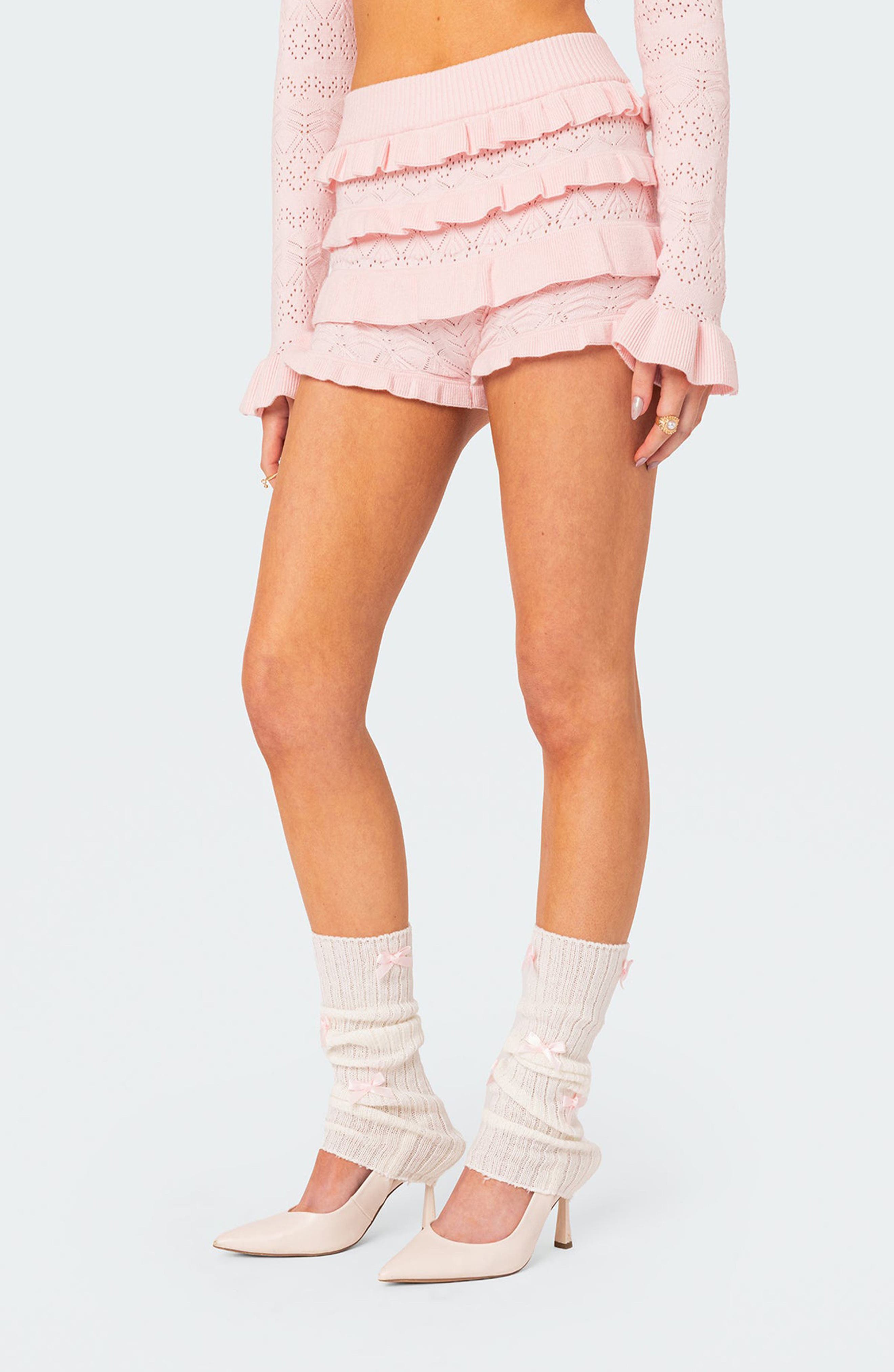 Lindsay Ruffle Knit Shorts (Women) | Nordstrom