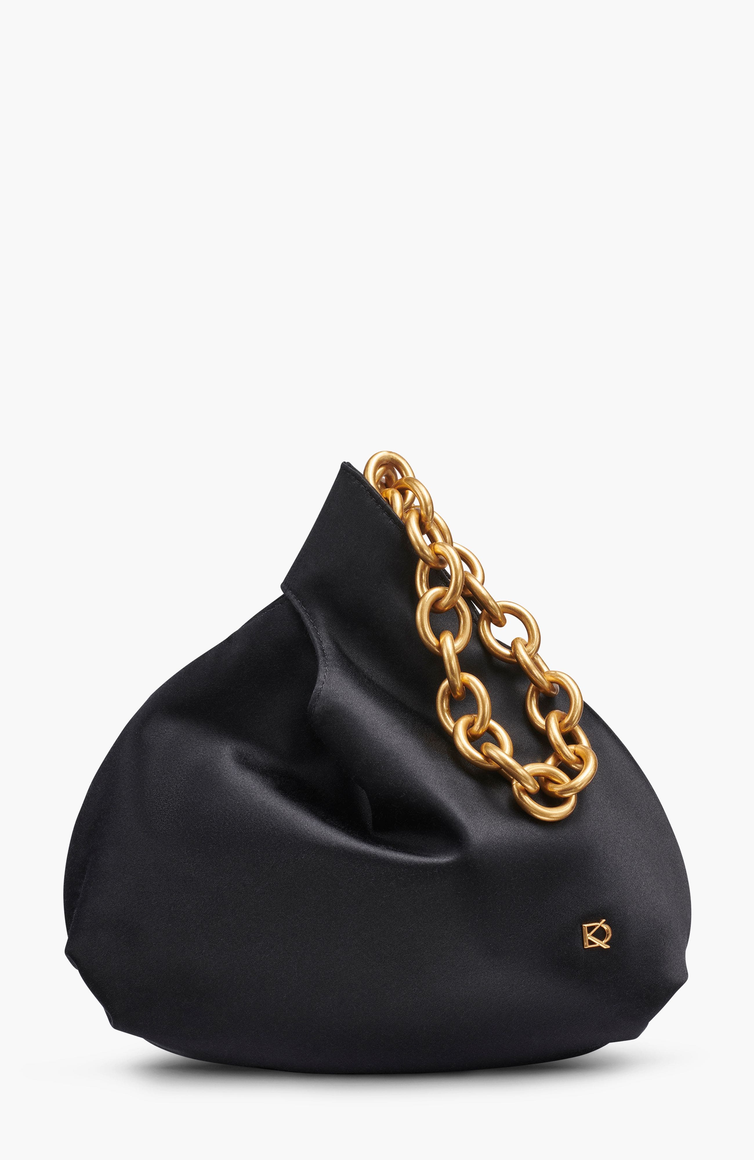 Donna Karan New York Lawrence Satin Wristlet, Main, color, Blk/Gold