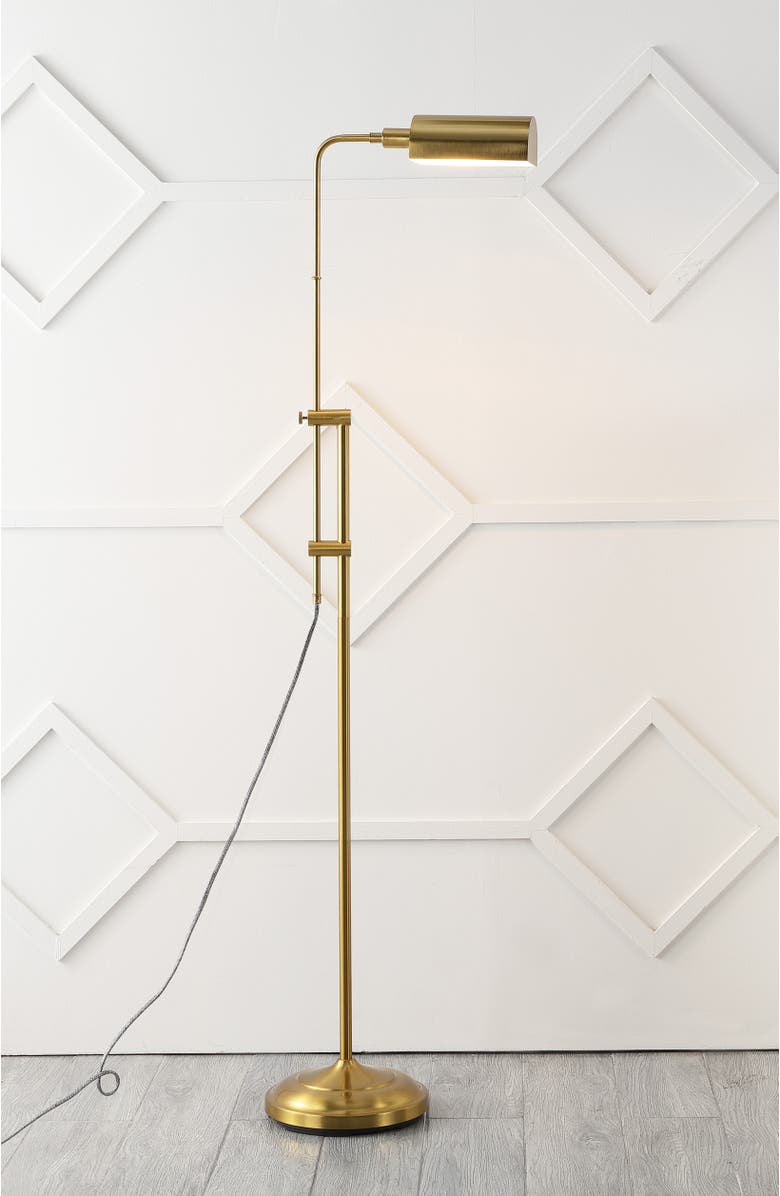 JONATHAN Y Zinnia 63" Industrial Minimalist Height-Adjustable Iron Pharmacy LED Floor Lamp, Brass Gold, Alternate, color, Brass Gold