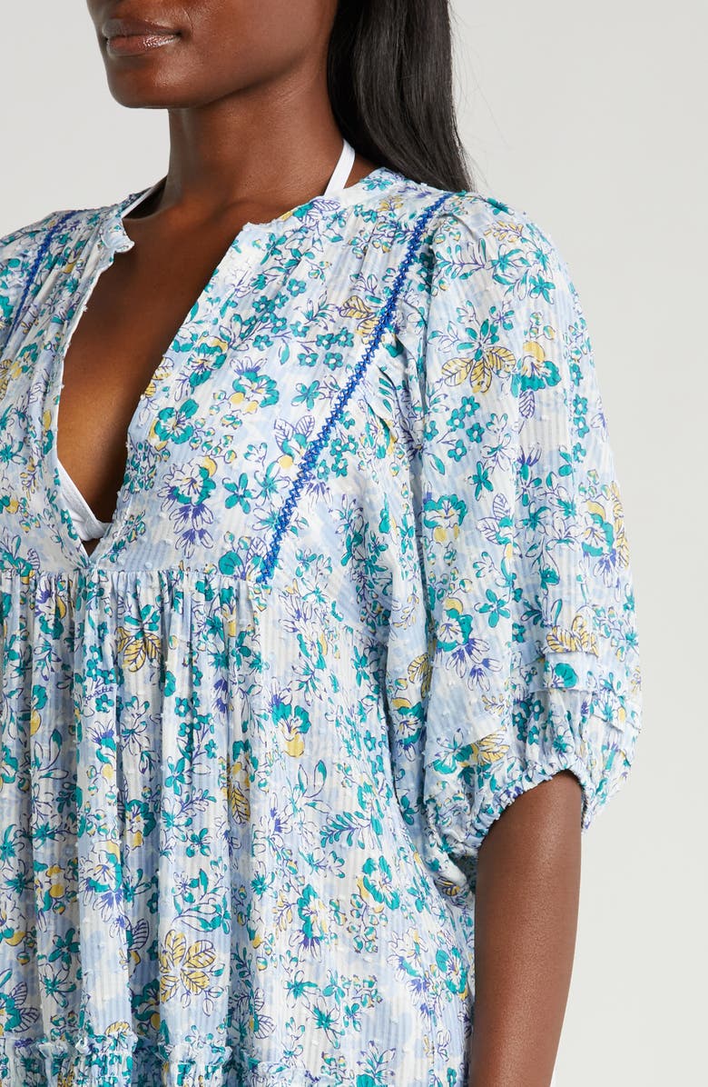 Poupette St Barth Aria Floral Cover-Up Minidress, Alternate, color, Blue Sweet Liberty
