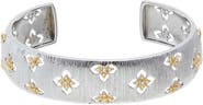 BY ADINA EDEN Two Tone Clover CZ Wide Textured Bangle