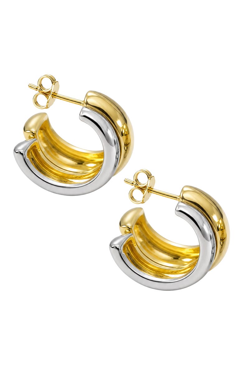 Two-Tone Double Hoop Earrings, Alternate, color, TWO TONE