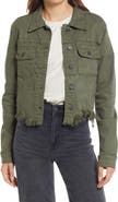 HIDDEN JEANS Frayed Hem Denim Jacket