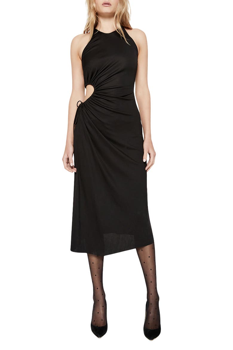Mimosa Cutout Sleeveless Midi Dress, Main, color, BLACK