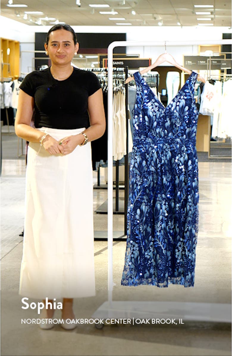 Woodland Sequin Embroidered Sleeveless Midi Dress, sales video thumbnail