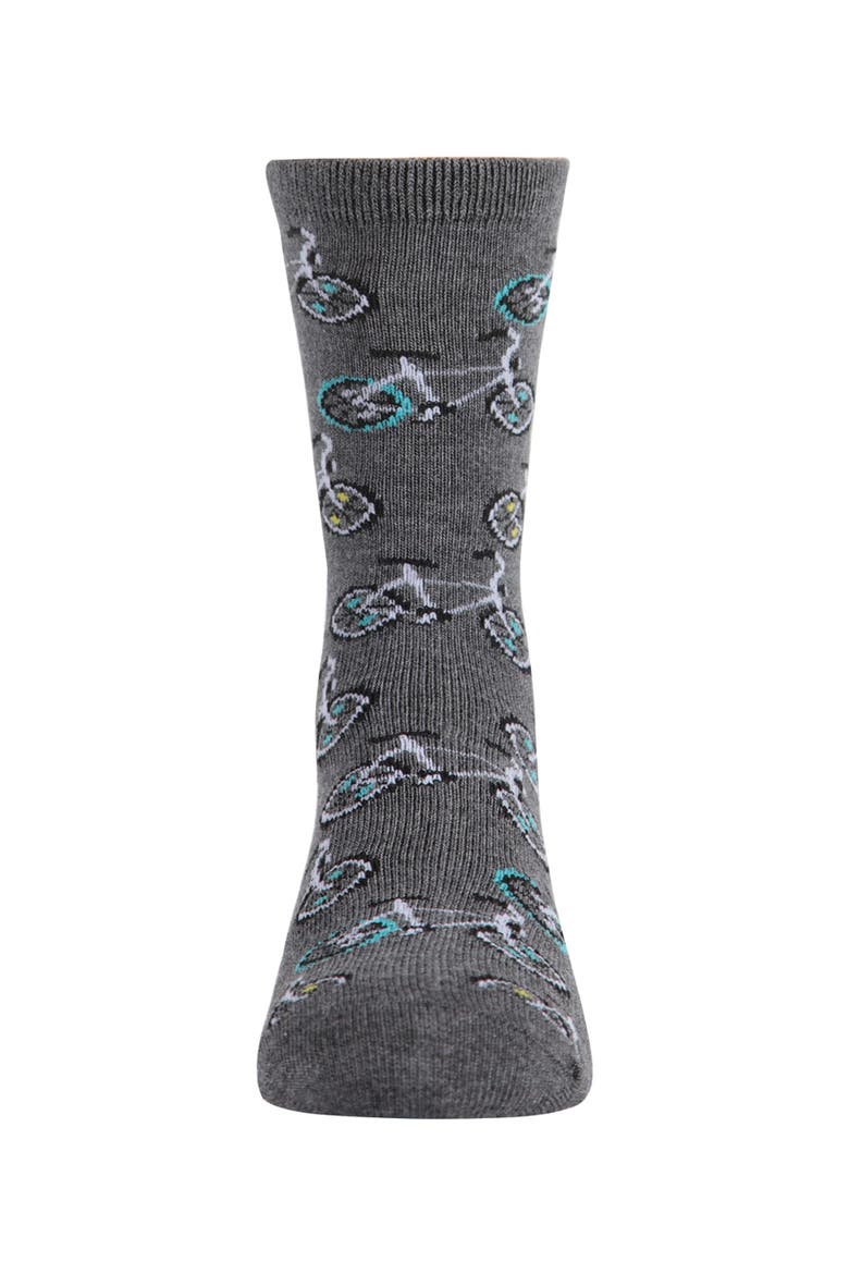 Bicycle-Themed Novelty Crew Sock, Alternate, color, Charcoal
