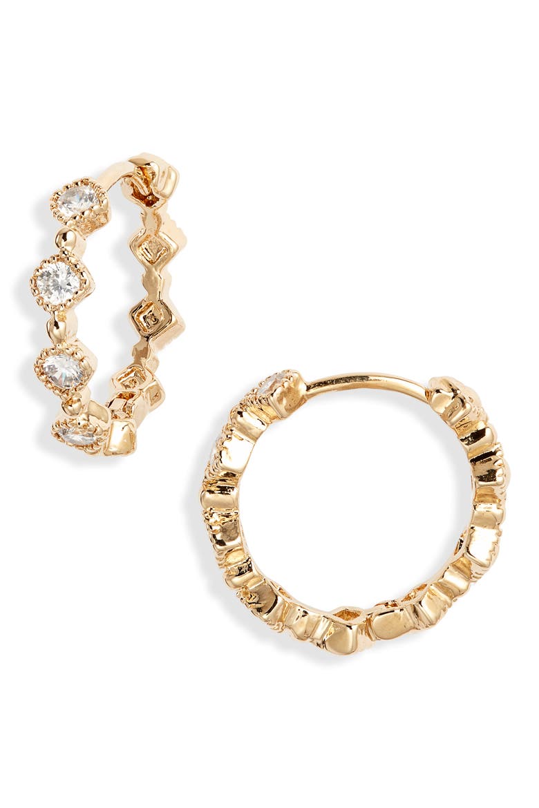 Nova Star Huggie Hoop Earrings, Main, color, GOLD