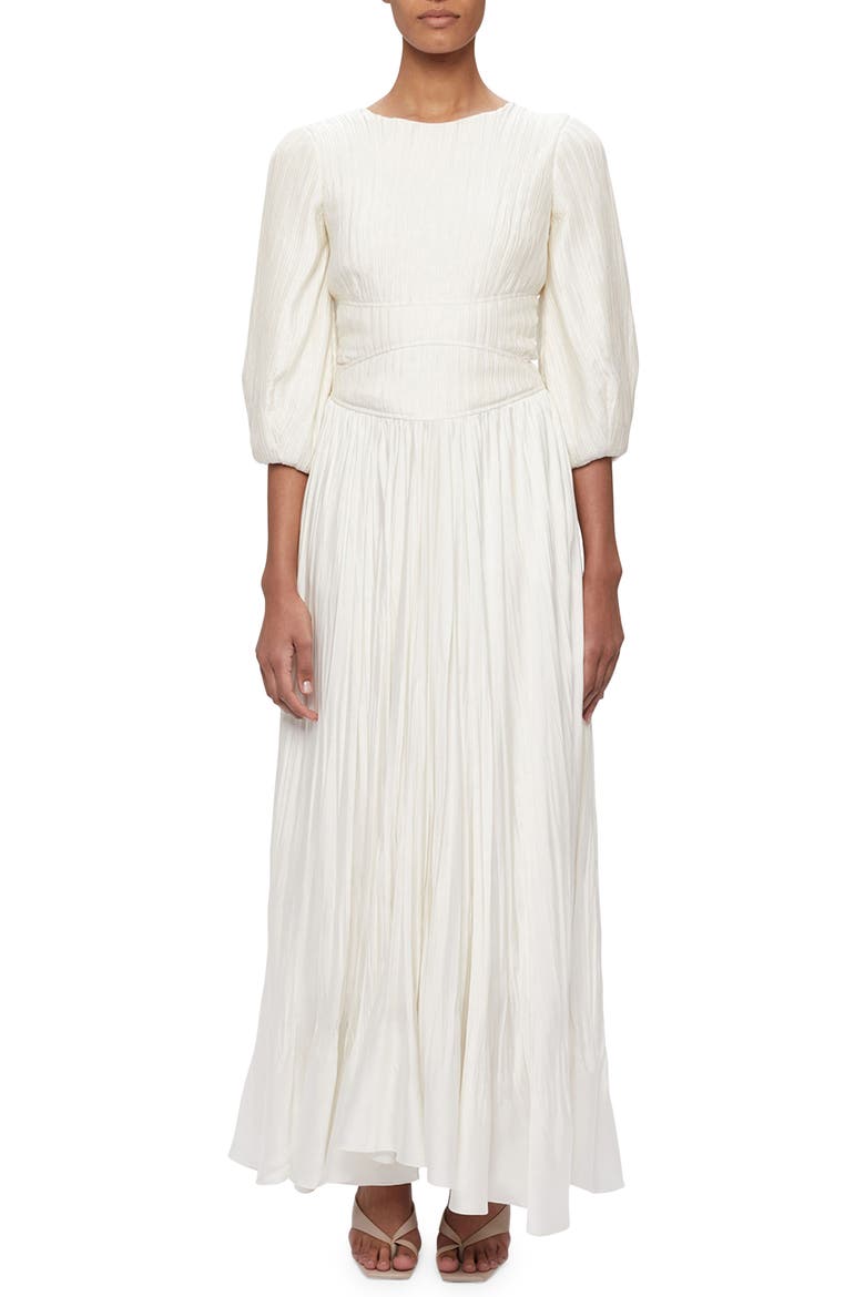 Ames Pleated Gown, Main, color, IVORY