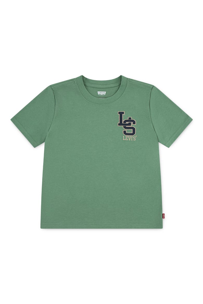 Kids' Monogram Embroidered T-Shirt, Main, color, DEEP GRASS GREEN