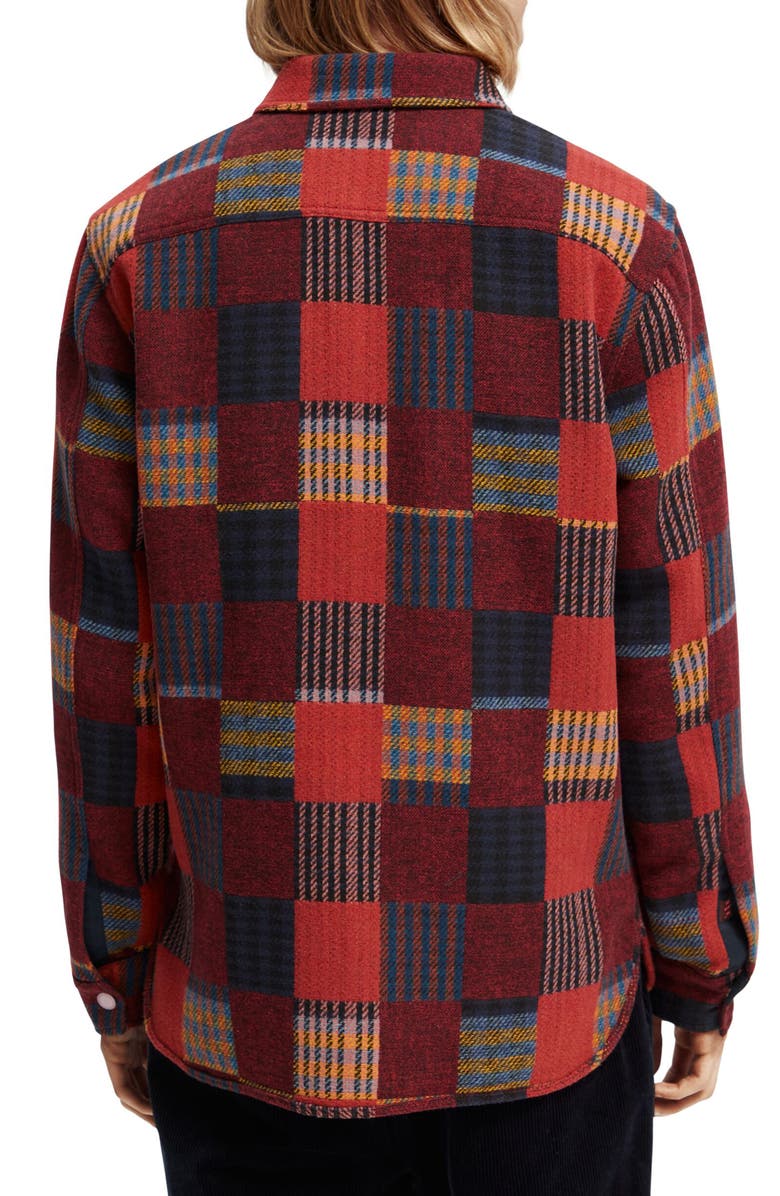 Scotch & Soda Jacquard Patchwork Snap-Up Shirt Jacket, Alternate, color,